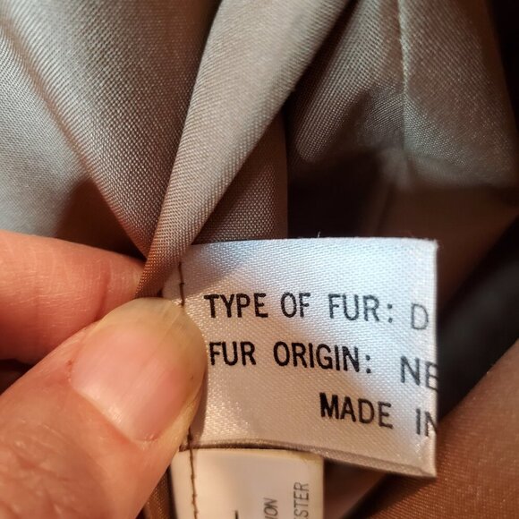 REAL OPPOSUM FUR Lined & Trimmed SZ 12 Beautiful Trench Coat Jacket - Picture 10 of 11